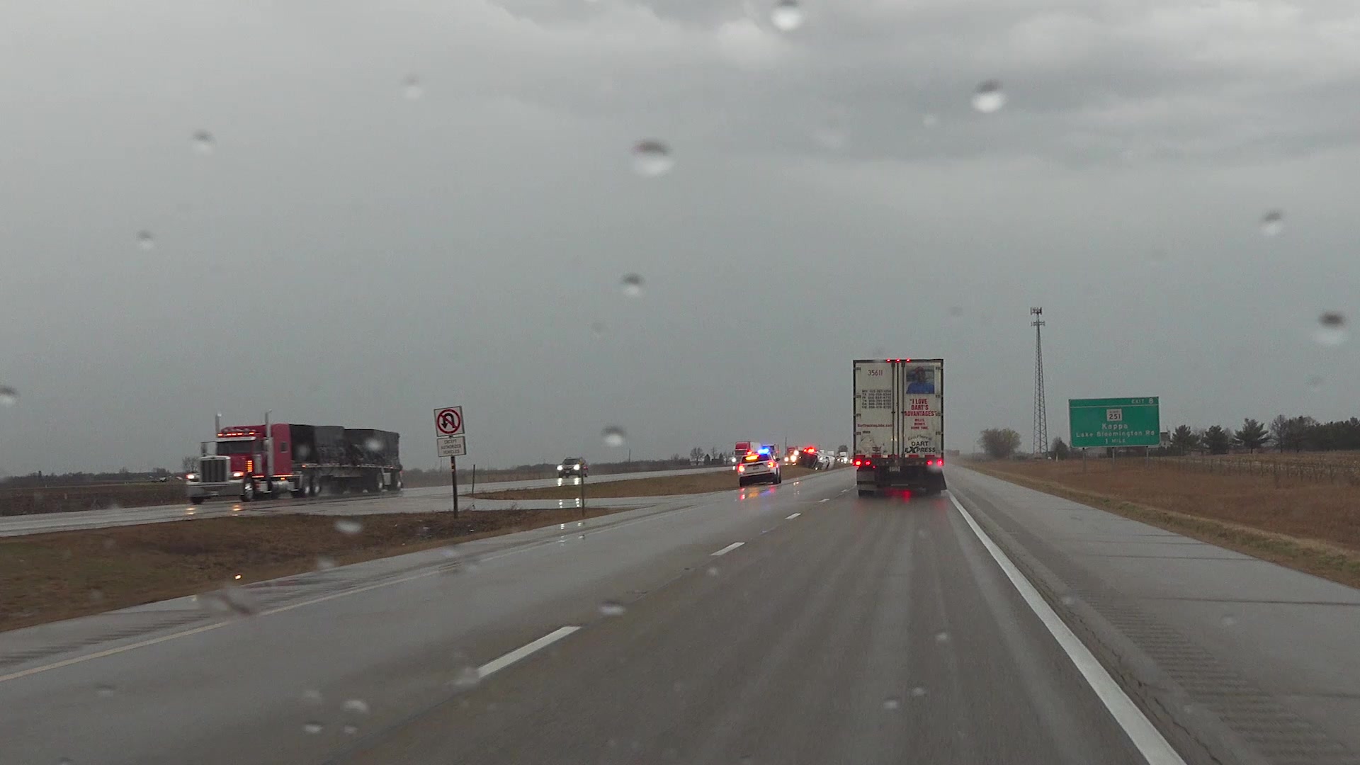 Severe Storms Hit Central Illinois with high winds flipped over Semi Tru
