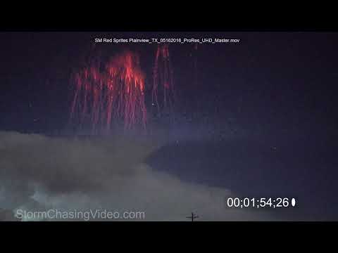 Archive Footage Rare Red Sprite Bursts